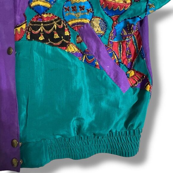 Vintage Bocoo Silk Tracksuit Hot Air Balloon Print Jacket Pants Set Size Small - Picture 4 of 15